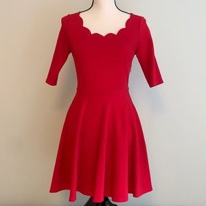 Red Scalloped Neck LuLus Mini Dress